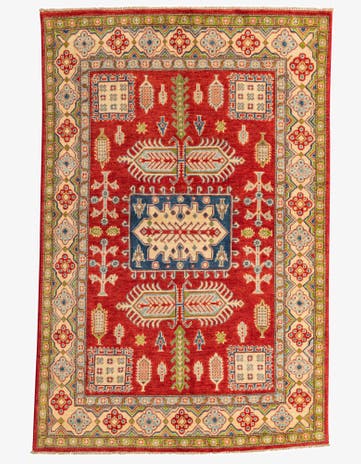 5' x 7' 8 Hand Knotted Kazak Rug
