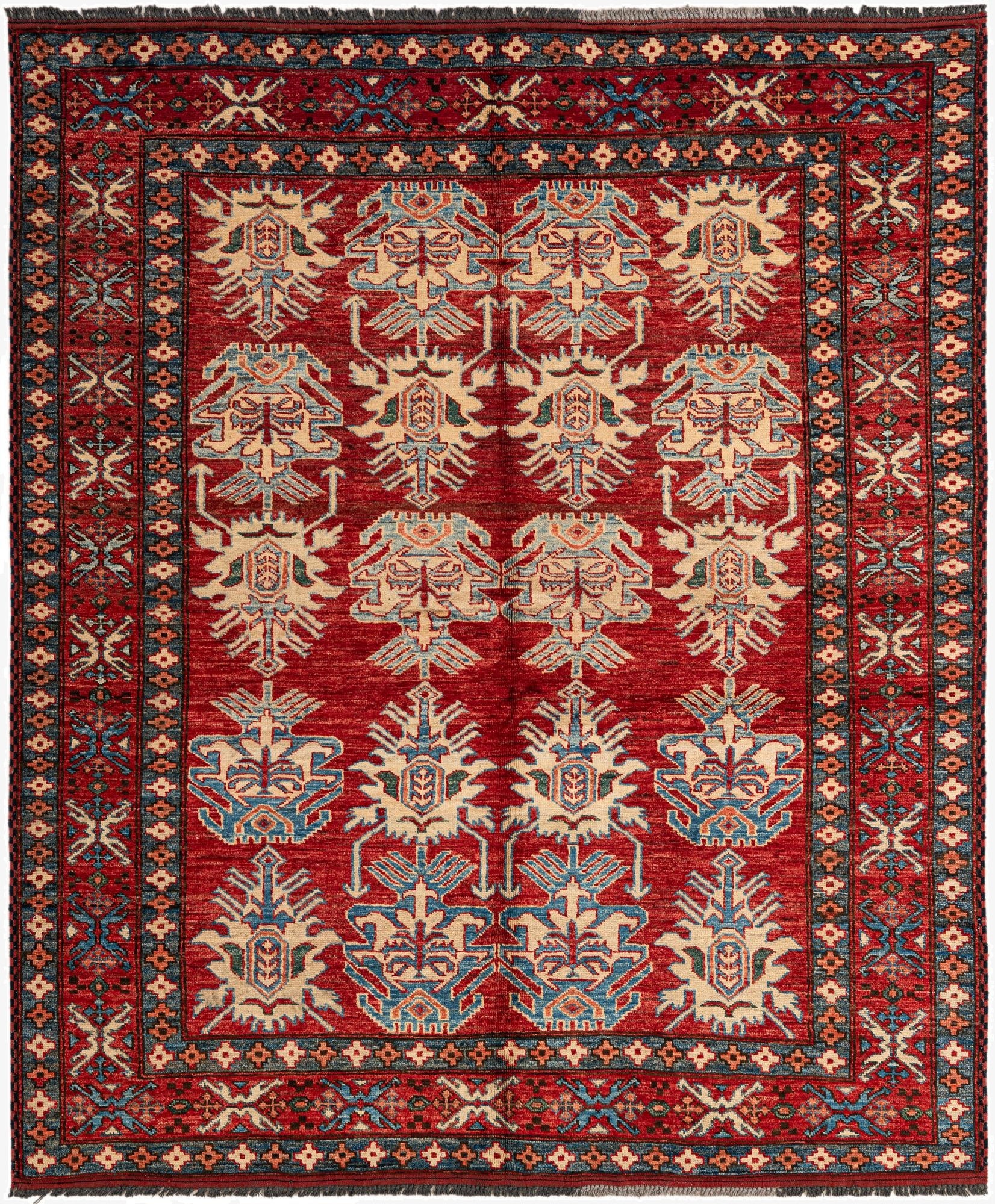 5' 3 x 6' 4  Hand Knotted Kazak Wool Rug