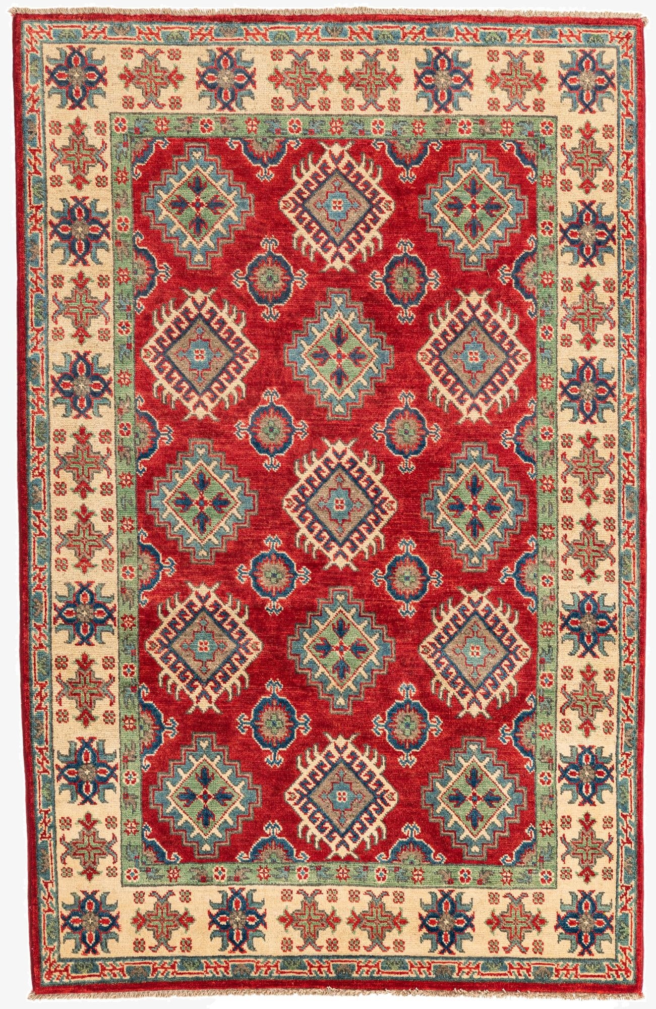 4' x 6' 1  Hand Knotted Kazak Rug