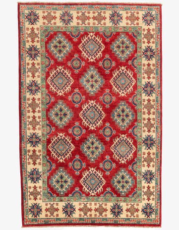 4' x 6' 1 Hand Knotted Kazak Rug