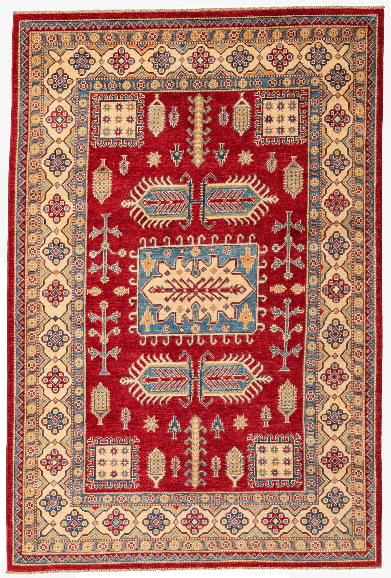 6' 7 x 9' 10  Hand Knotted Kazak Rug
