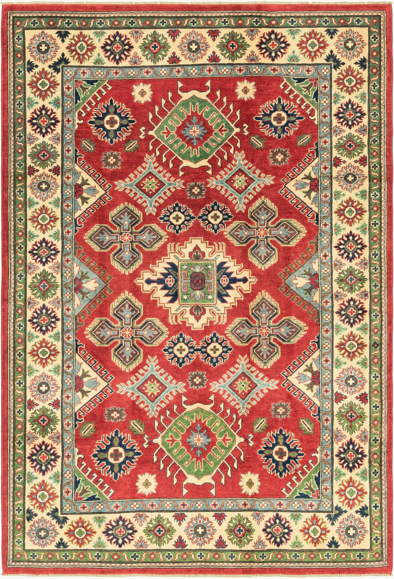 5' 10 x 8' 10  Hand Knotted Kazak Rug