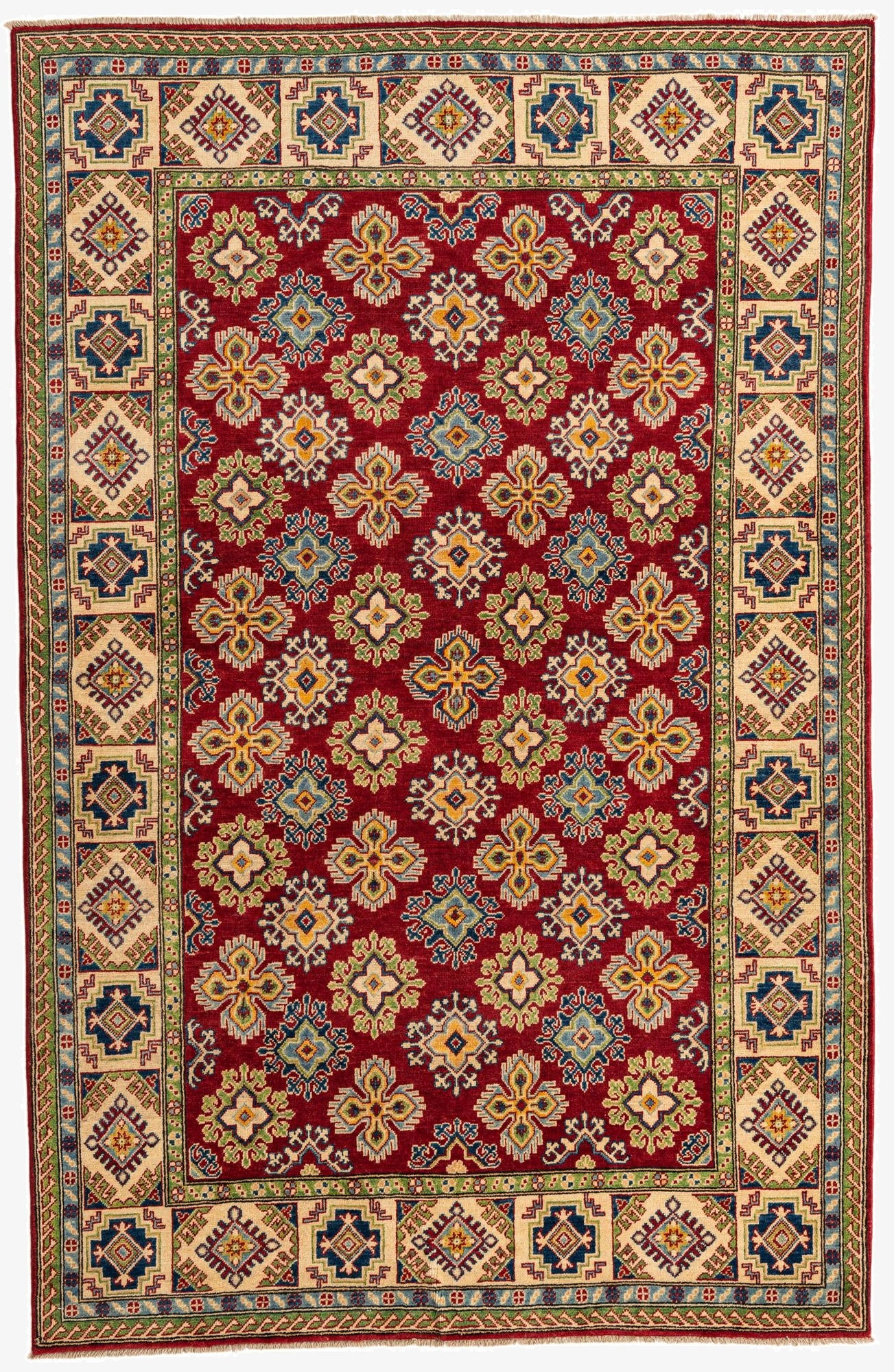 5' 10 x 9' 2  Hand Knotted Kazak Rug