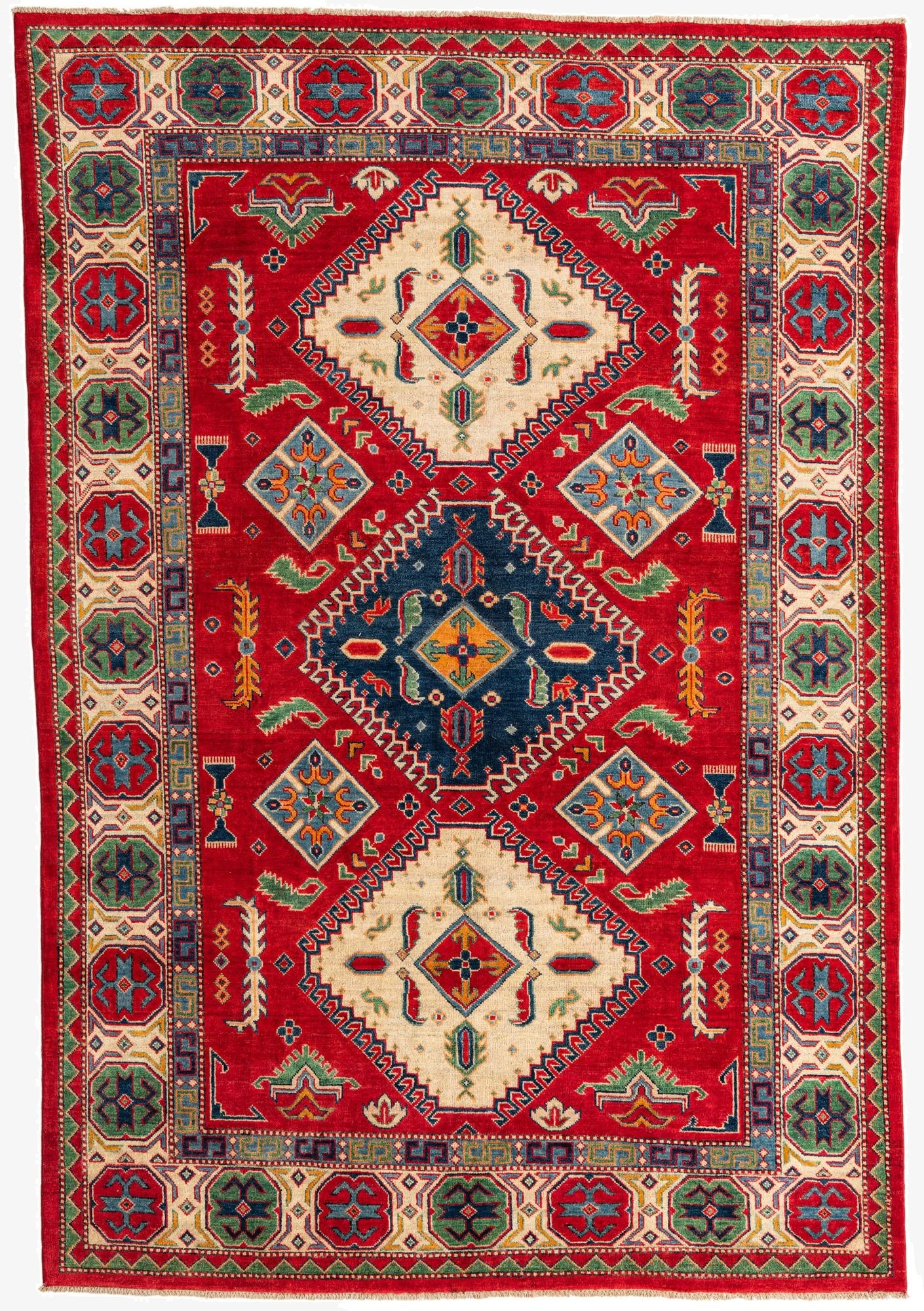 6' 4 x 9' 5  Hand Knotted Kazak Rug