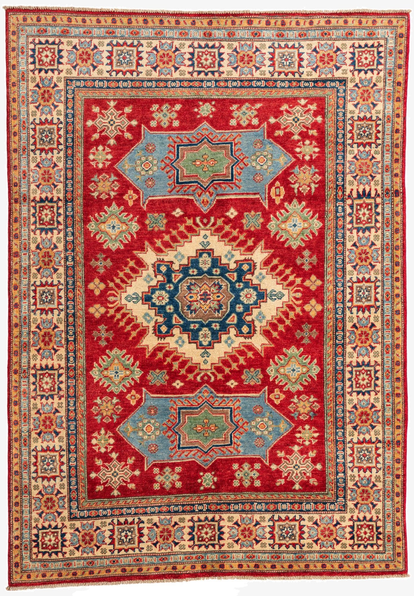 5' x 7' 1  Hand Knotted Kazak Rug