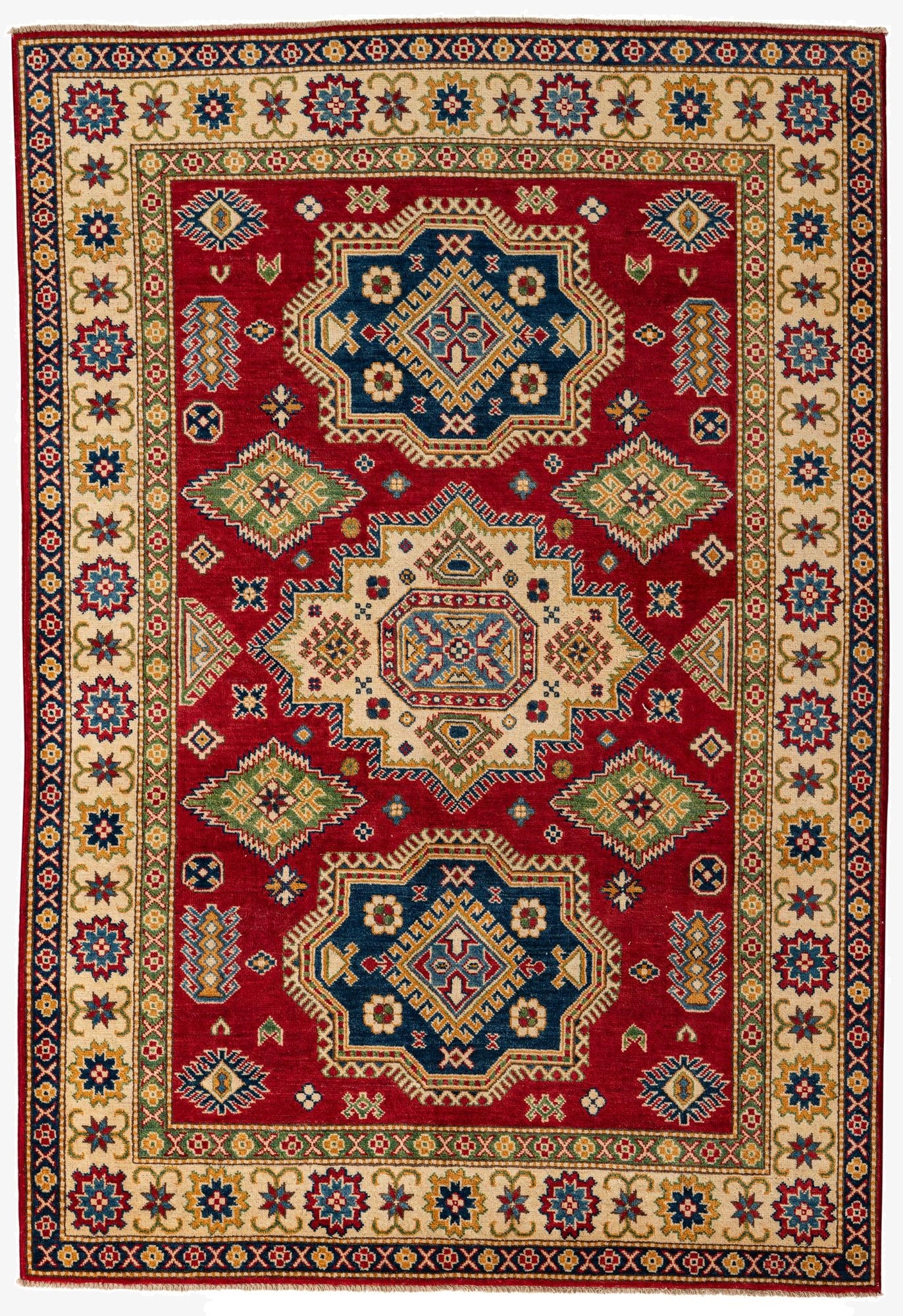 5' 8 x 8' 2  Hand Knotted Kazak Rug