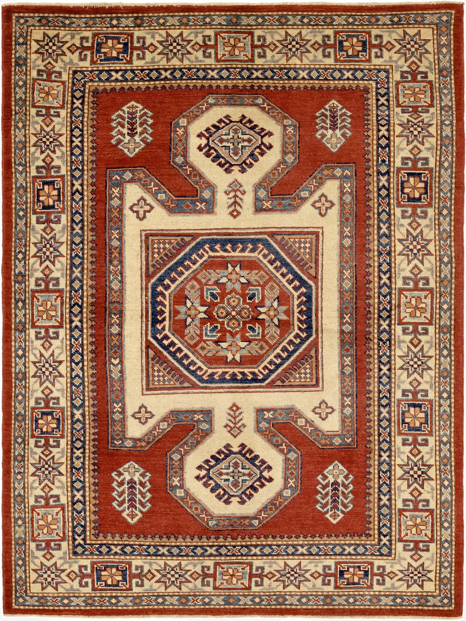4' 9 x 6' 5  Hand Knotted Kazak Rug