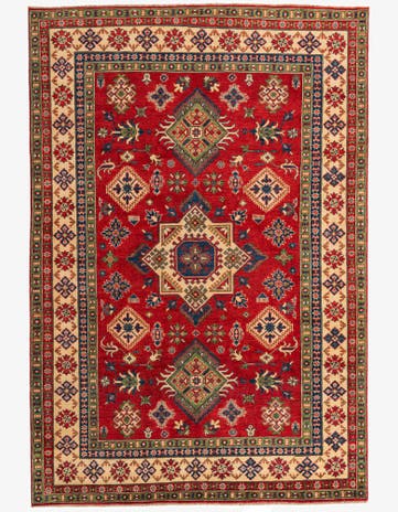 6' 7 x 9' 9 Hand Knotted Kazak Rug