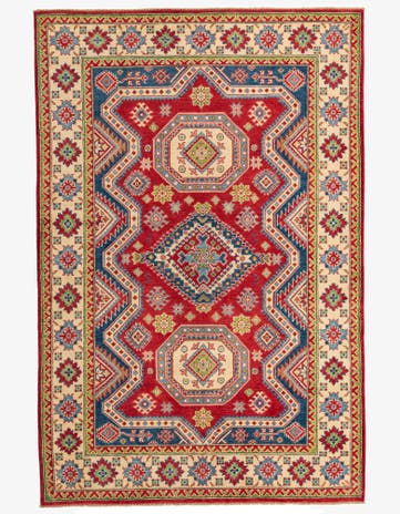 6' x 9' 2 Hand Knotted Kazak Rug