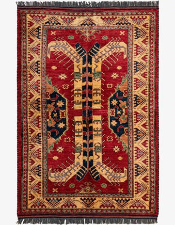 5' 1 x 7' 3 Hand Knotted Kazak Wool Rug