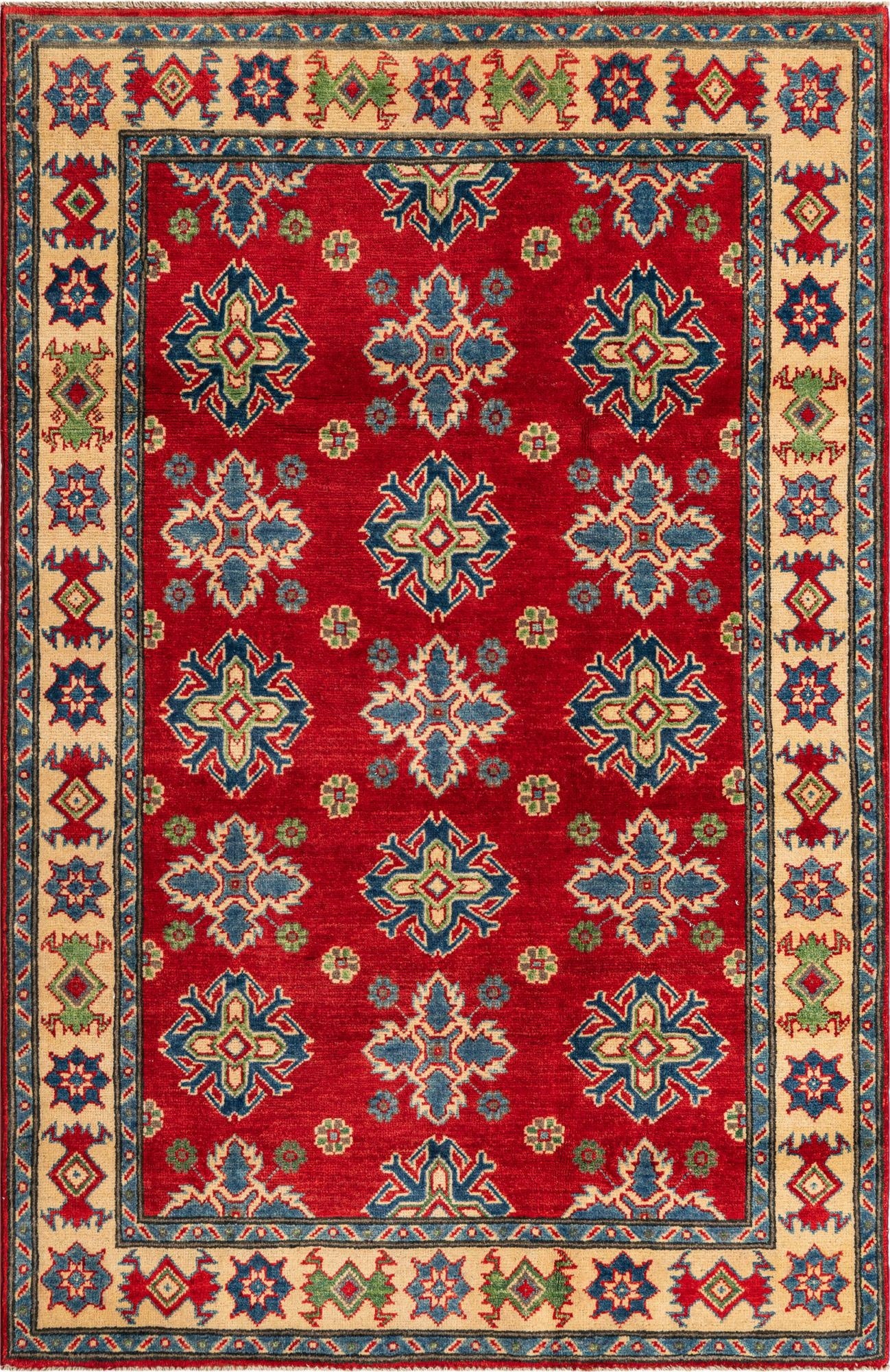 4' x 6' 1  Hand Knotted Kazak Rug