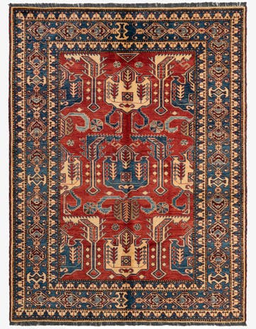 5' 2 x 6' 9 Hand Knotted Kazak Wool Rug