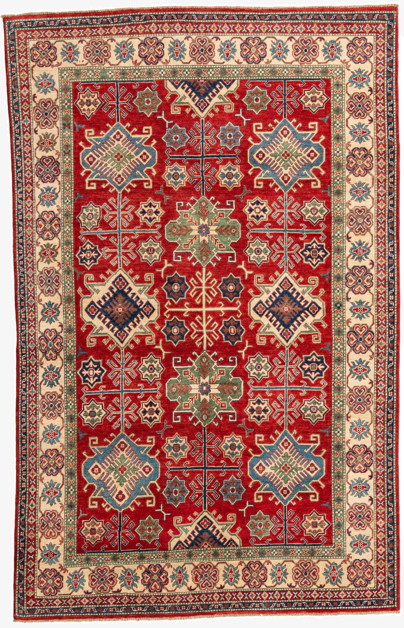 6' 6 x 10' 3  Hand Knotted Kazak Rug