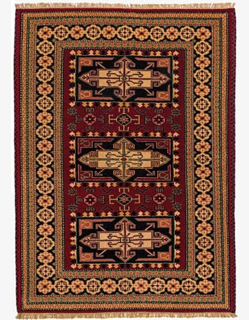 4' 9 x 6' 7 Hand Knotted Kazak Wool Rug