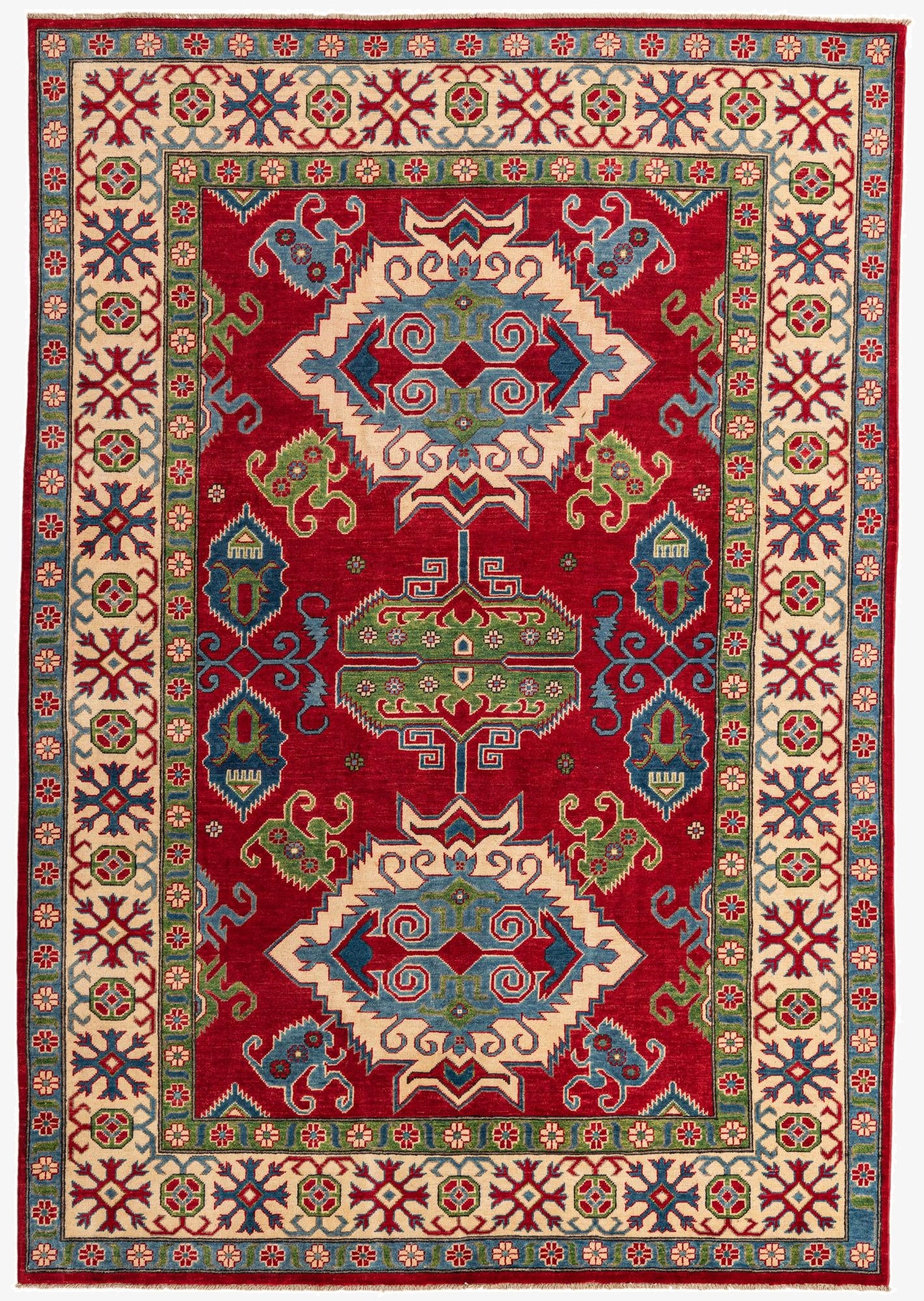 6' 8 x 9' 8  Hand Knotted Kazak Rug
