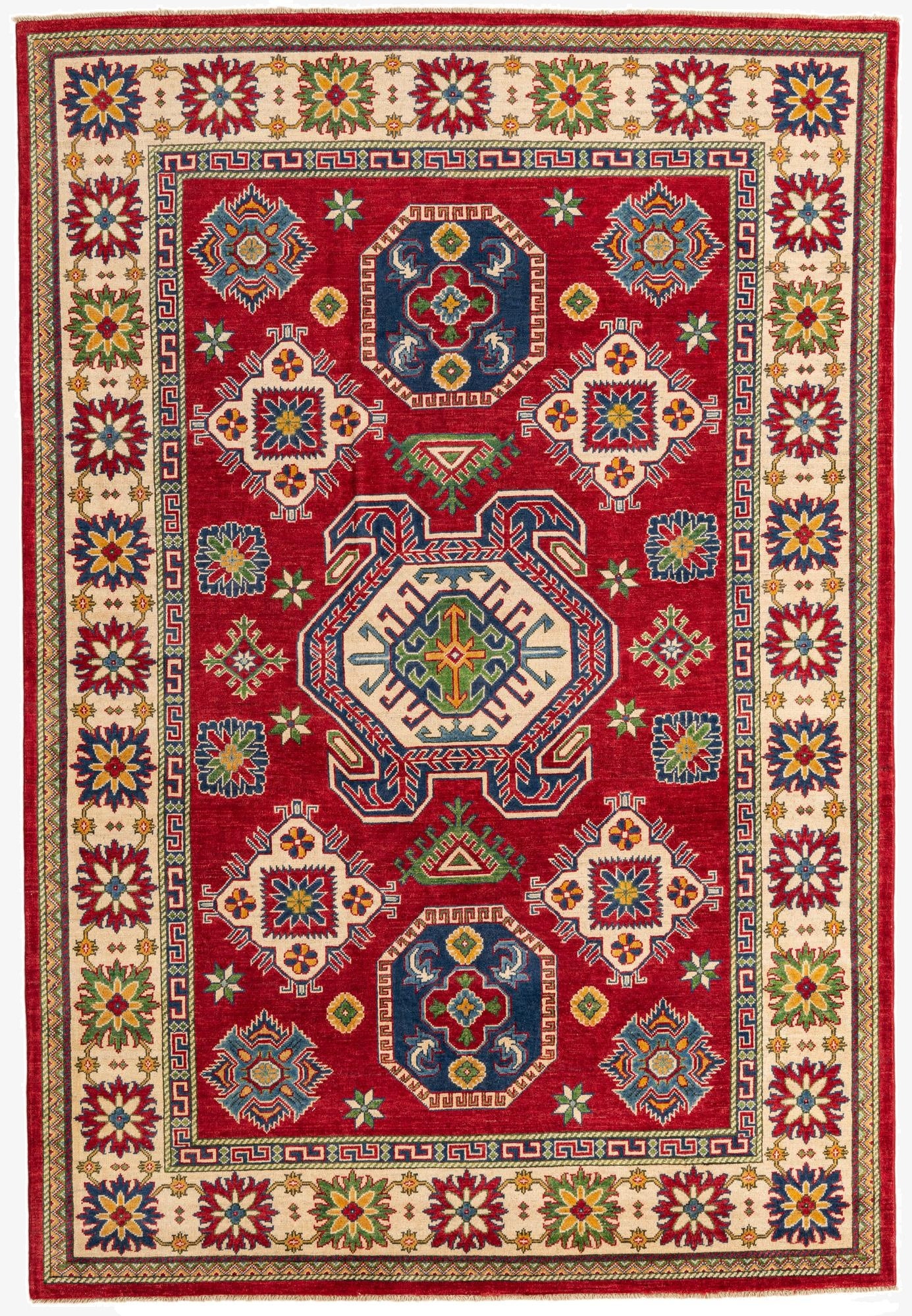 6' 7 x 9' 8  Hand Knotted Kazak Rug