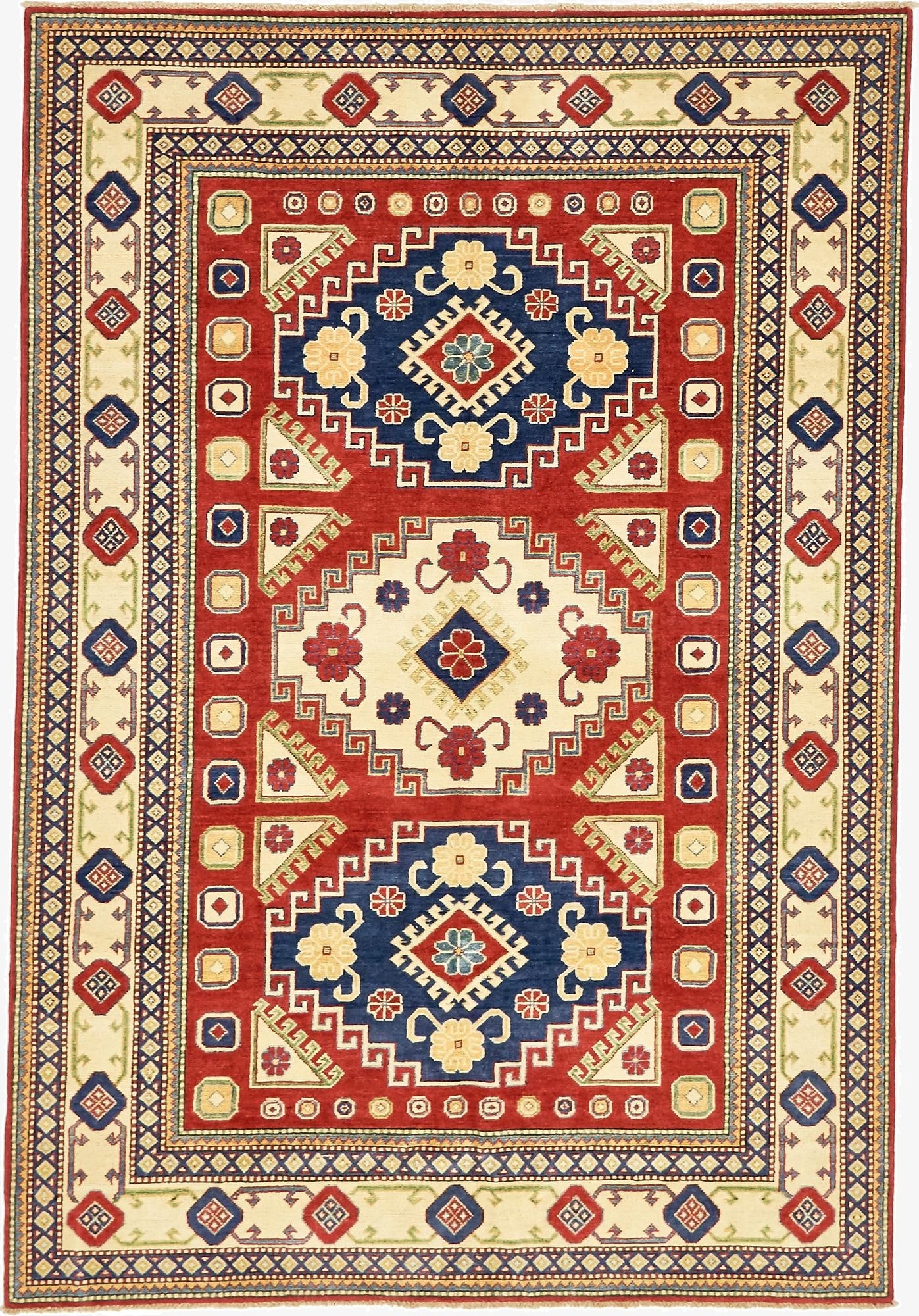 6' 1 x 8' 10  Hand Knotted Kazak Oriental Rug