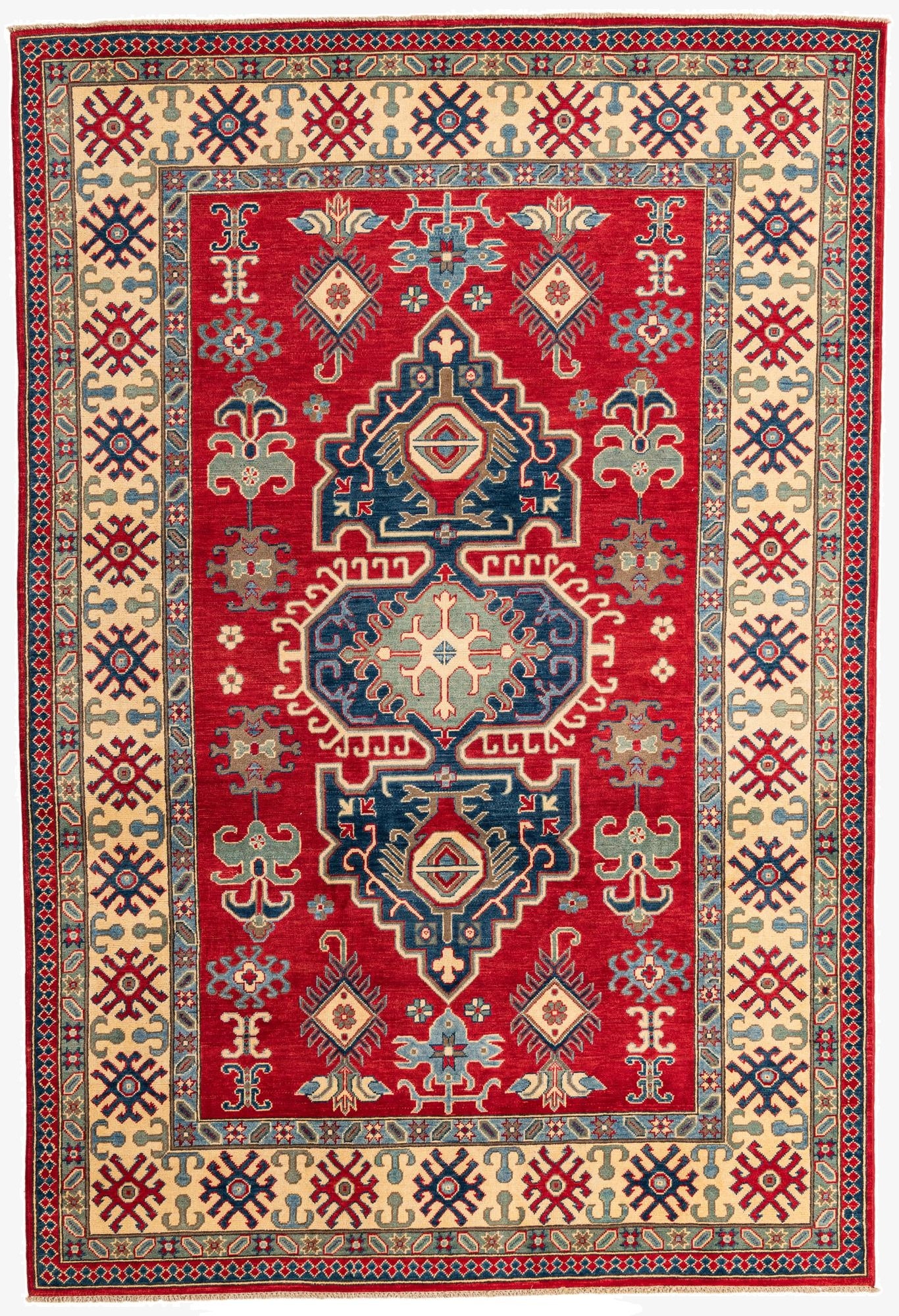 6' 7 x 9' 9  Hand Knotted Kazak Rug