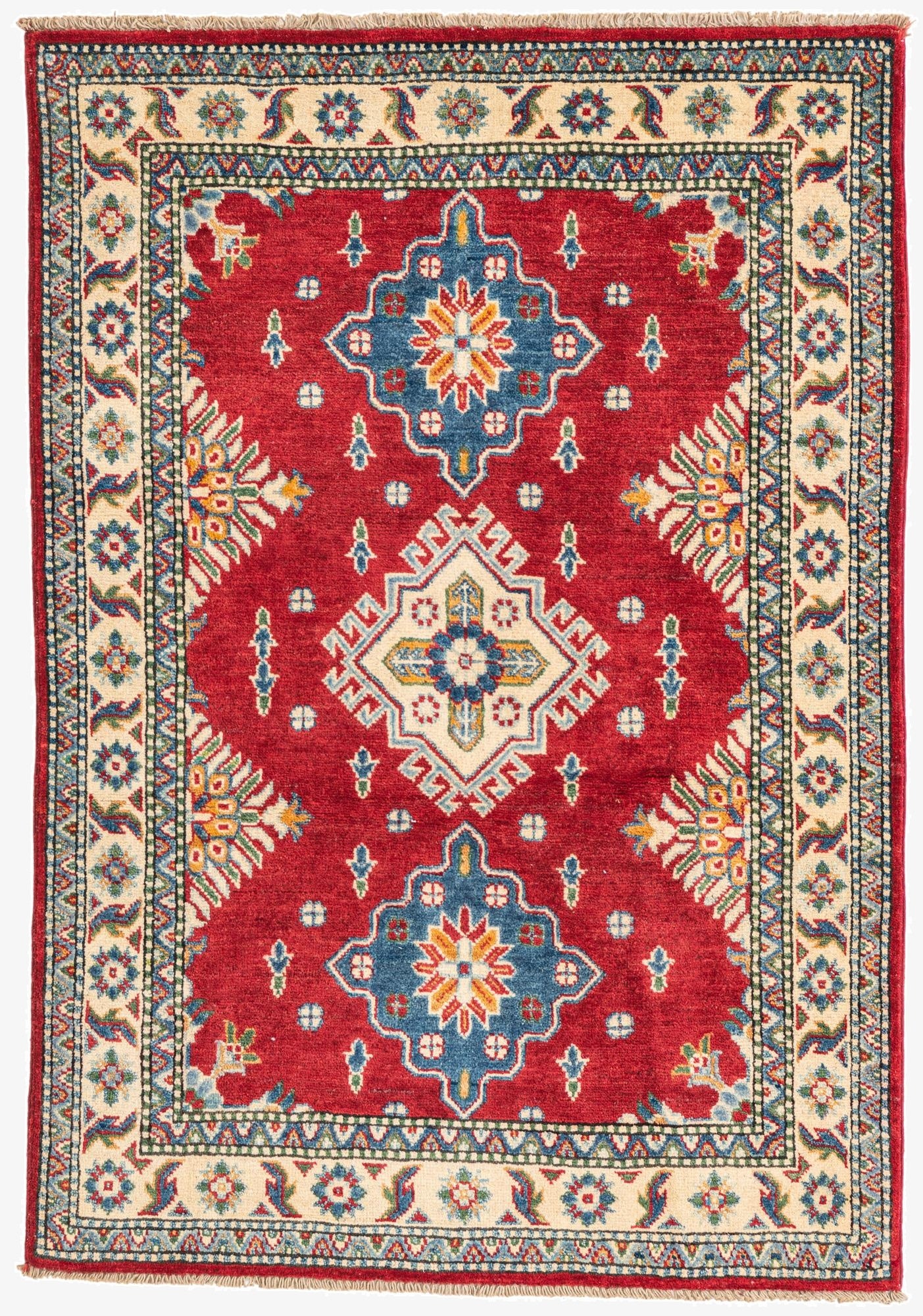 3' 4 x 4' 10  Hand Knotted Kazak Rug