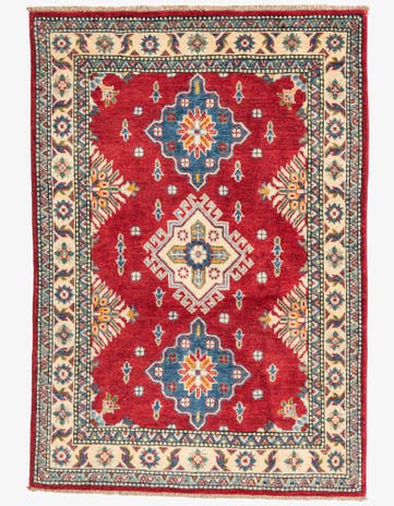 3' 4 x 4' 10 Hand Knotted Kazak Rug