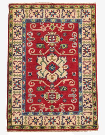3' x 4' 2 Hand Knotted Kazak Rug