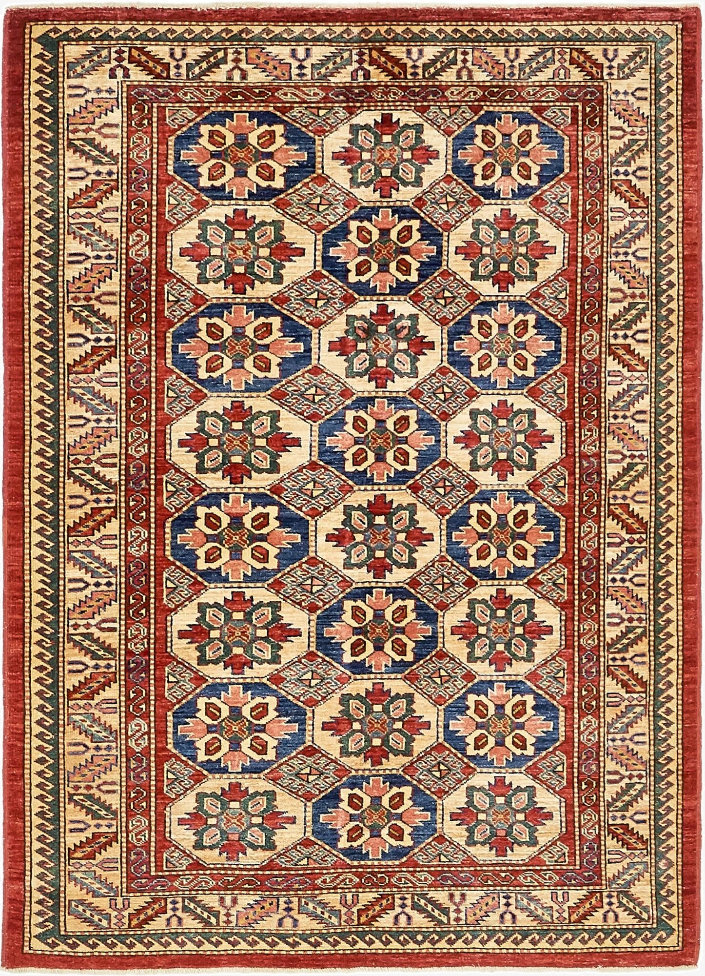 4' 2 x 5' 10  Hand Knotted Kazak Rug