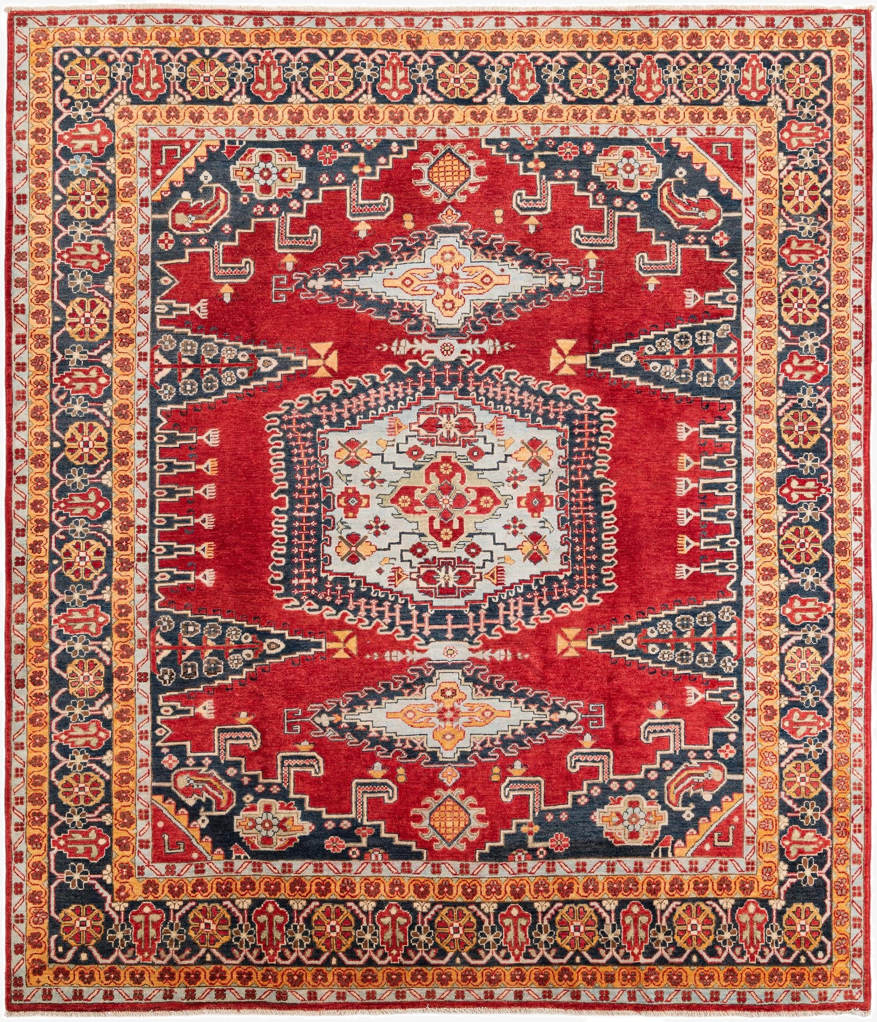8' 1 x 9' 2  Hand Knotted Kazak Rug