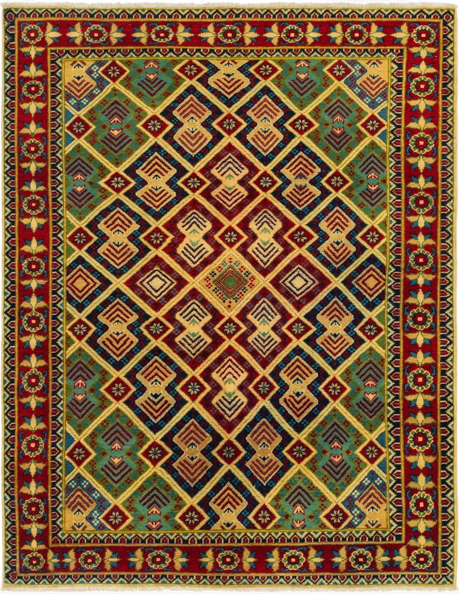 5' 2 x 6' 7  Hand Knotted Kazak Rug