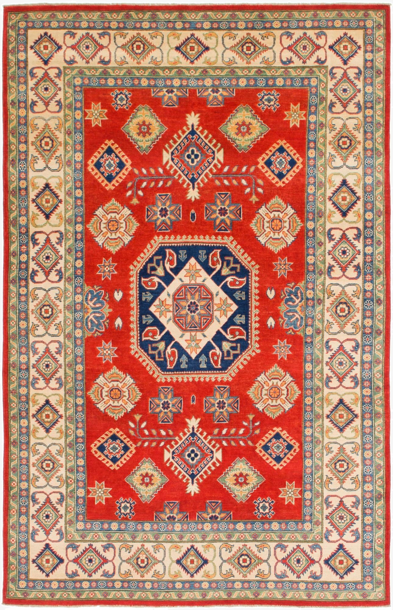 6' 5 x 10' 2  Hand Knotted Kazak Rug
