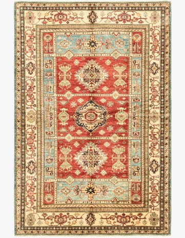 6' x 8' 7 Hand Knotted Kazak Oriental Rug