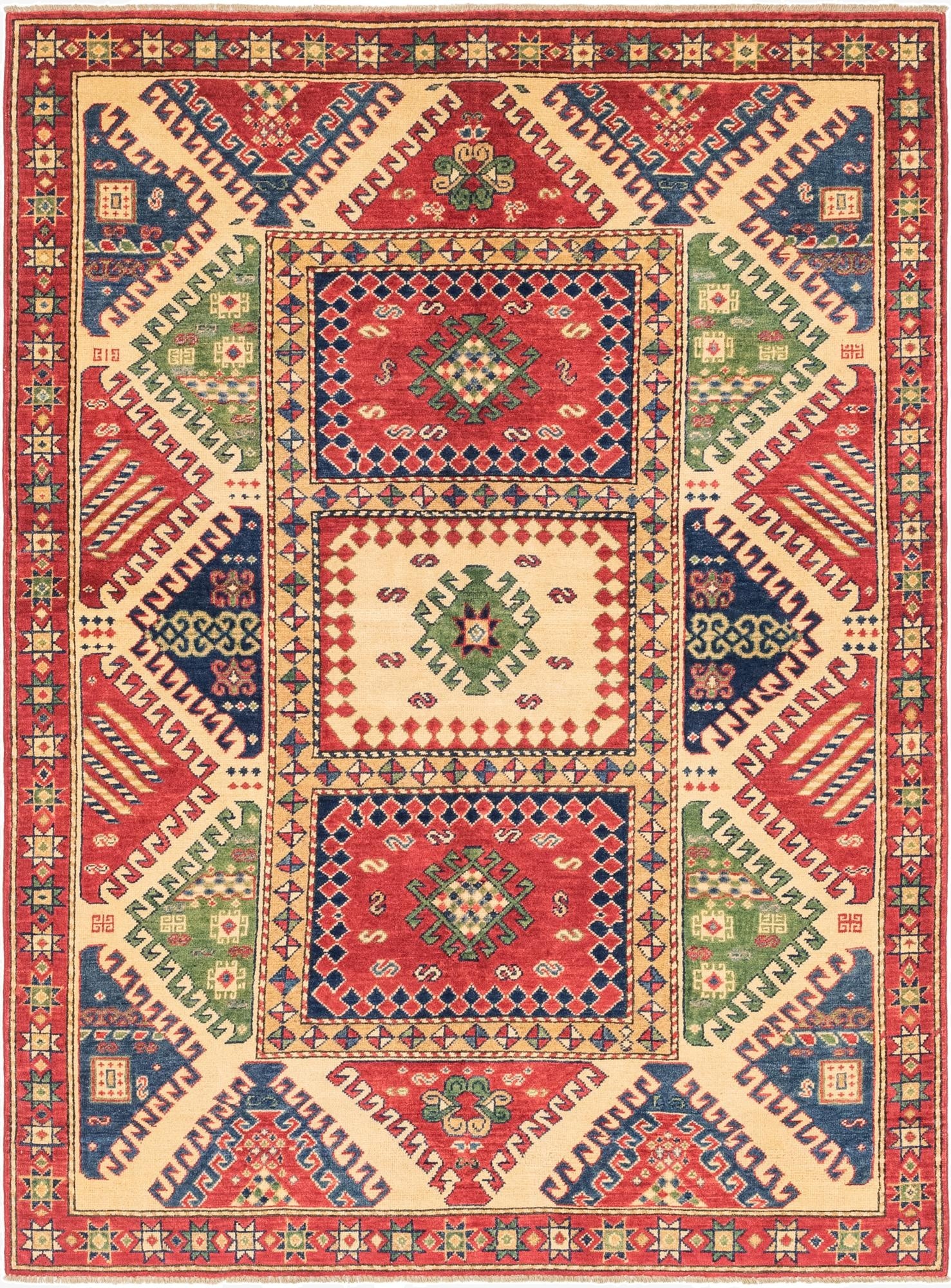 5' 8 x 7' 10  Hand Knotted Kazak Rug