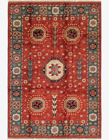6' 8 x 9' 7 Hand Knotted Kazak Wool Rug