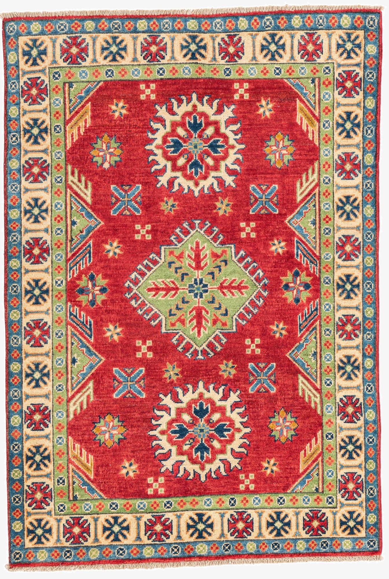 Primary image 3' 4 x 4' 9  Hand Knotted Kazak Rug