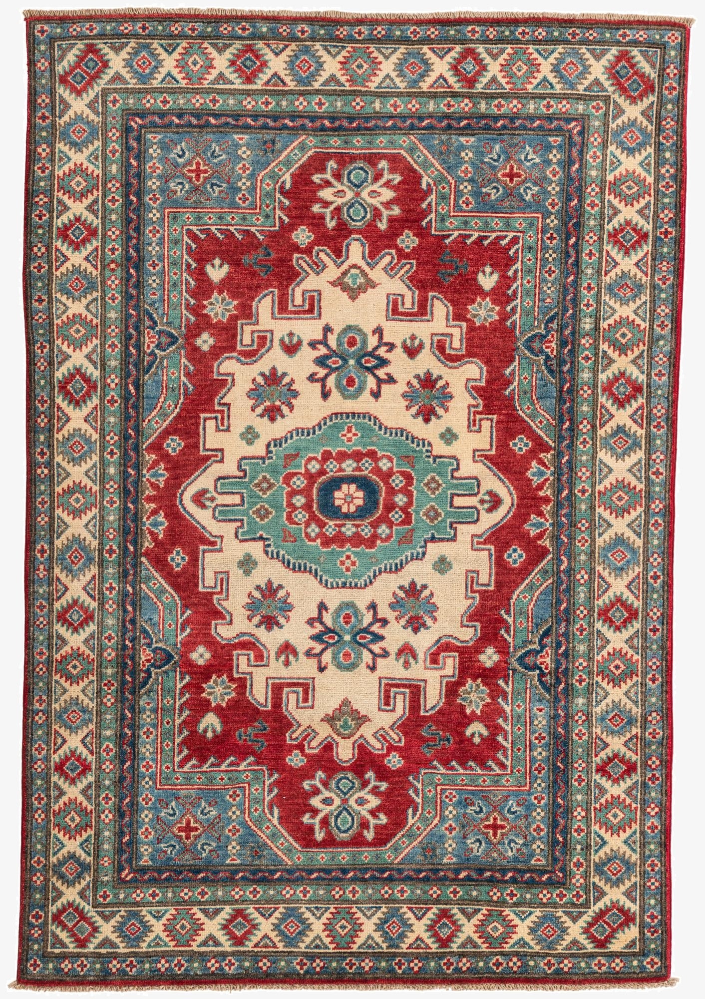 4' x 6' 1  Hand Knotted Kazak Rug