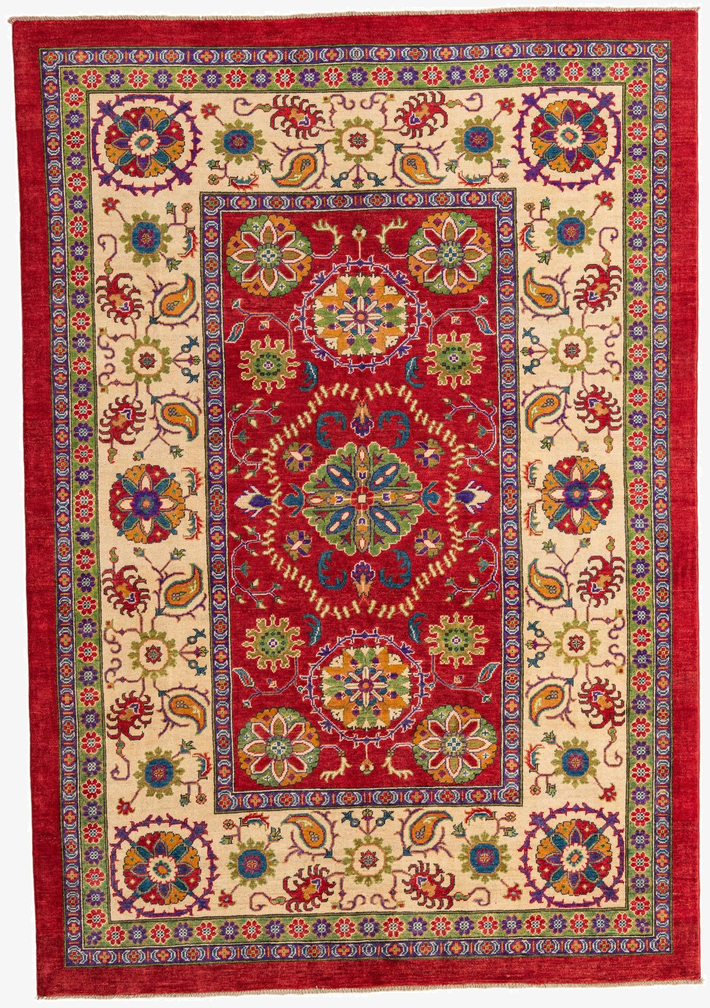 6' 7 x 9' 6  Hand Knotted Kazak Rug