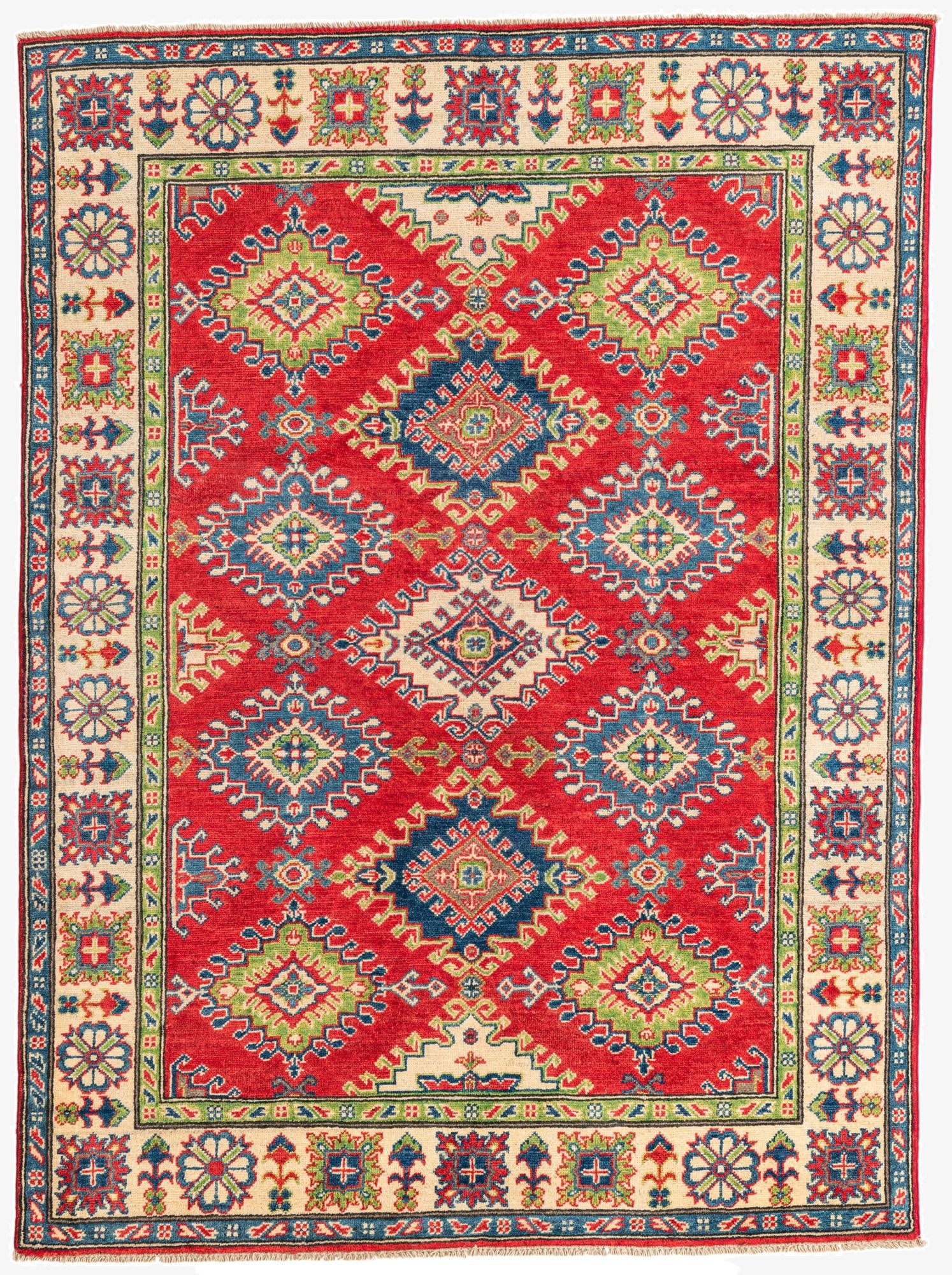 4' 10 x 6' 6  Hand Knotted Kazak Rug