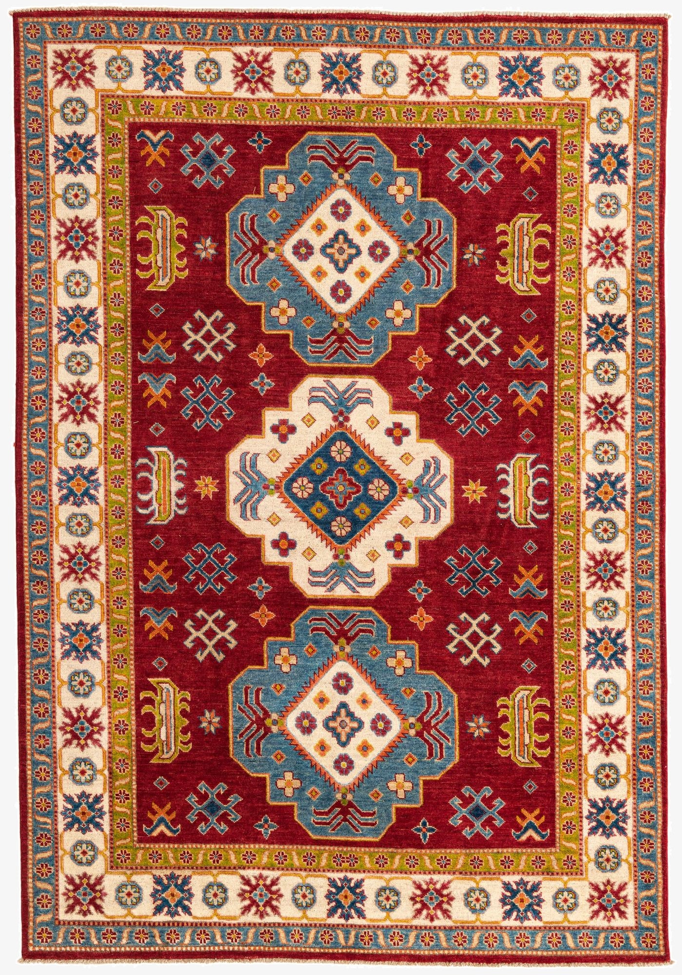 6' 2 x 8' 10  Hand Knotted Kazak Rug