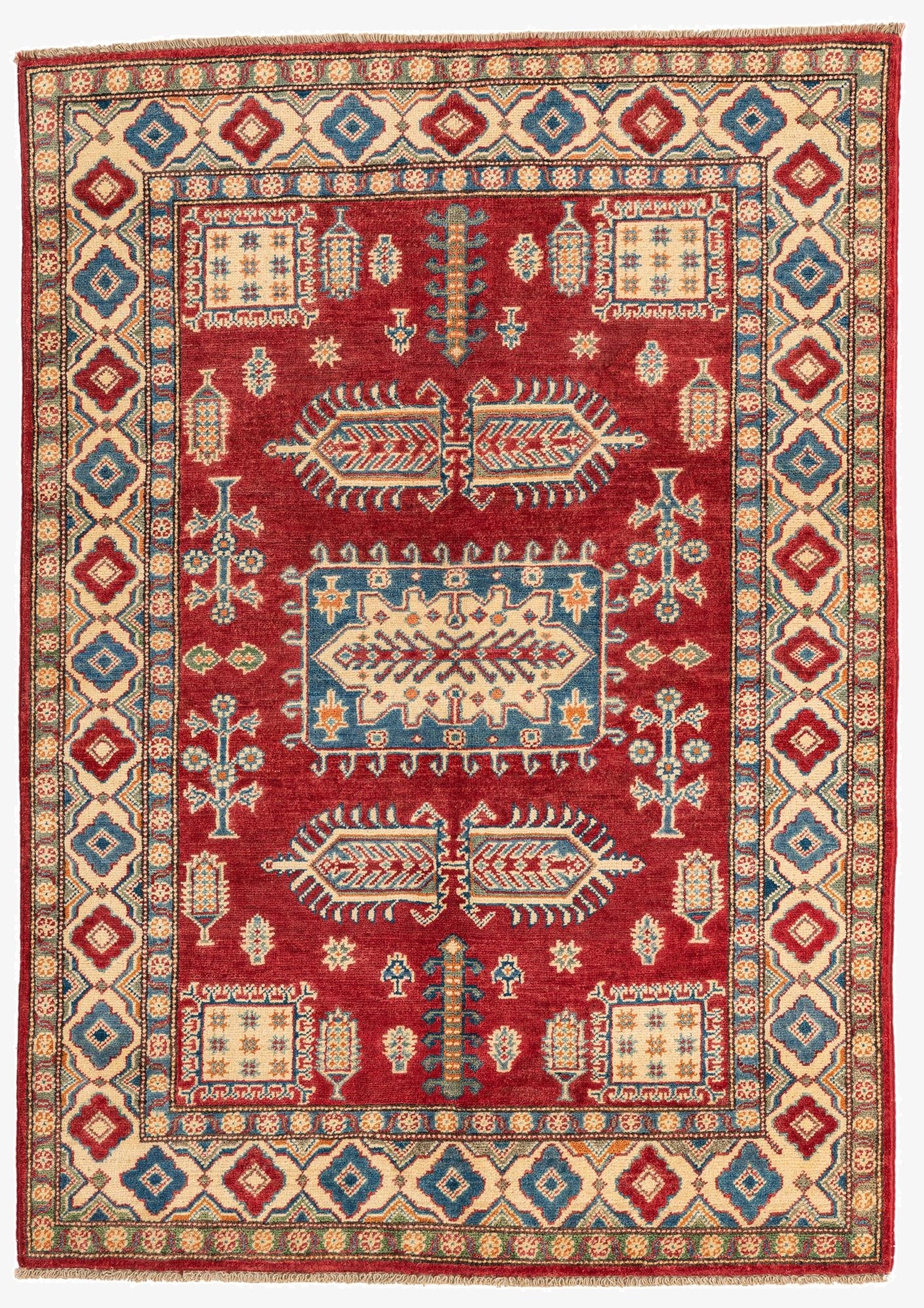 4' 1 x 5' 8  Hand Knotted Kazak Rug