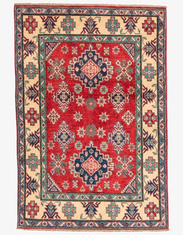 3' 4 x 5' Hand Knotted Kazak Rug