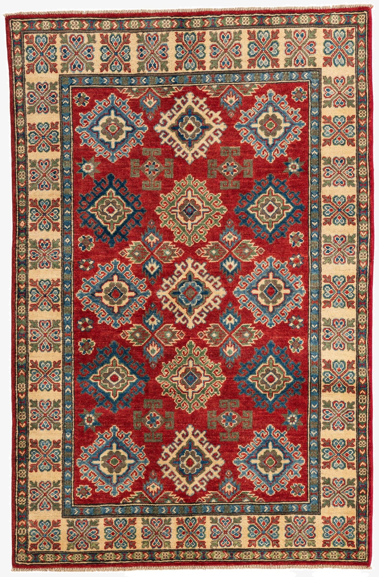 4' x 6' 1  Hand Knotted Kazak Rug