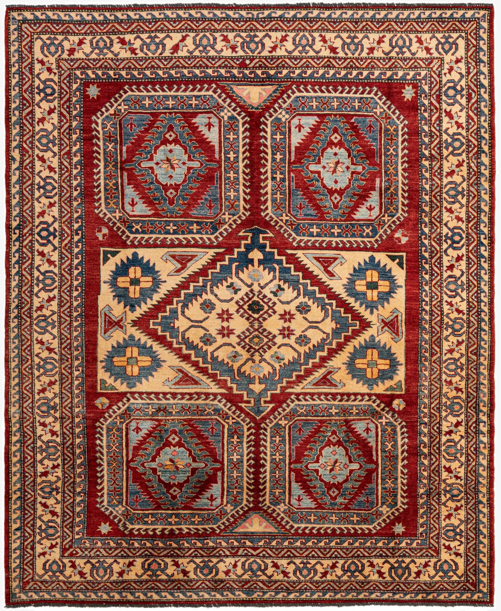 7' 1 x 8' 5  Hand Knotted Kazak Wool Rug