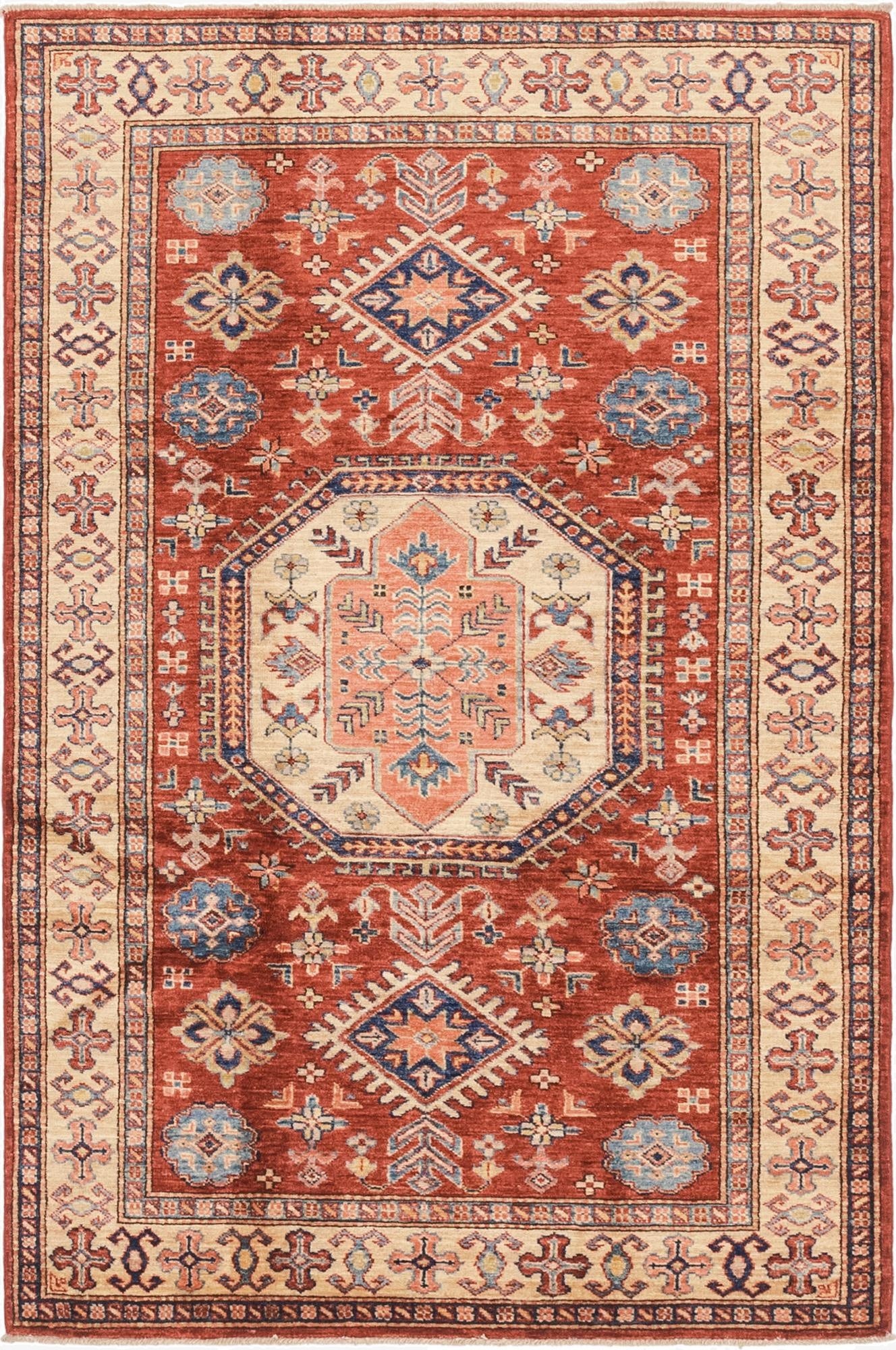 4' 1 x 6' 3  Hand Knotted Kazak Oriental Rug