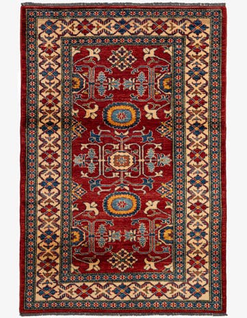 4' x 6' Hand Knotted Kazak Wool Rug