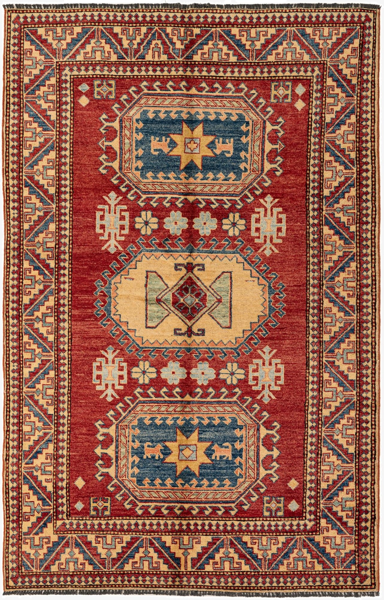 4' 5 x 6' 10  Hand Knotted Kazak Wool Rug