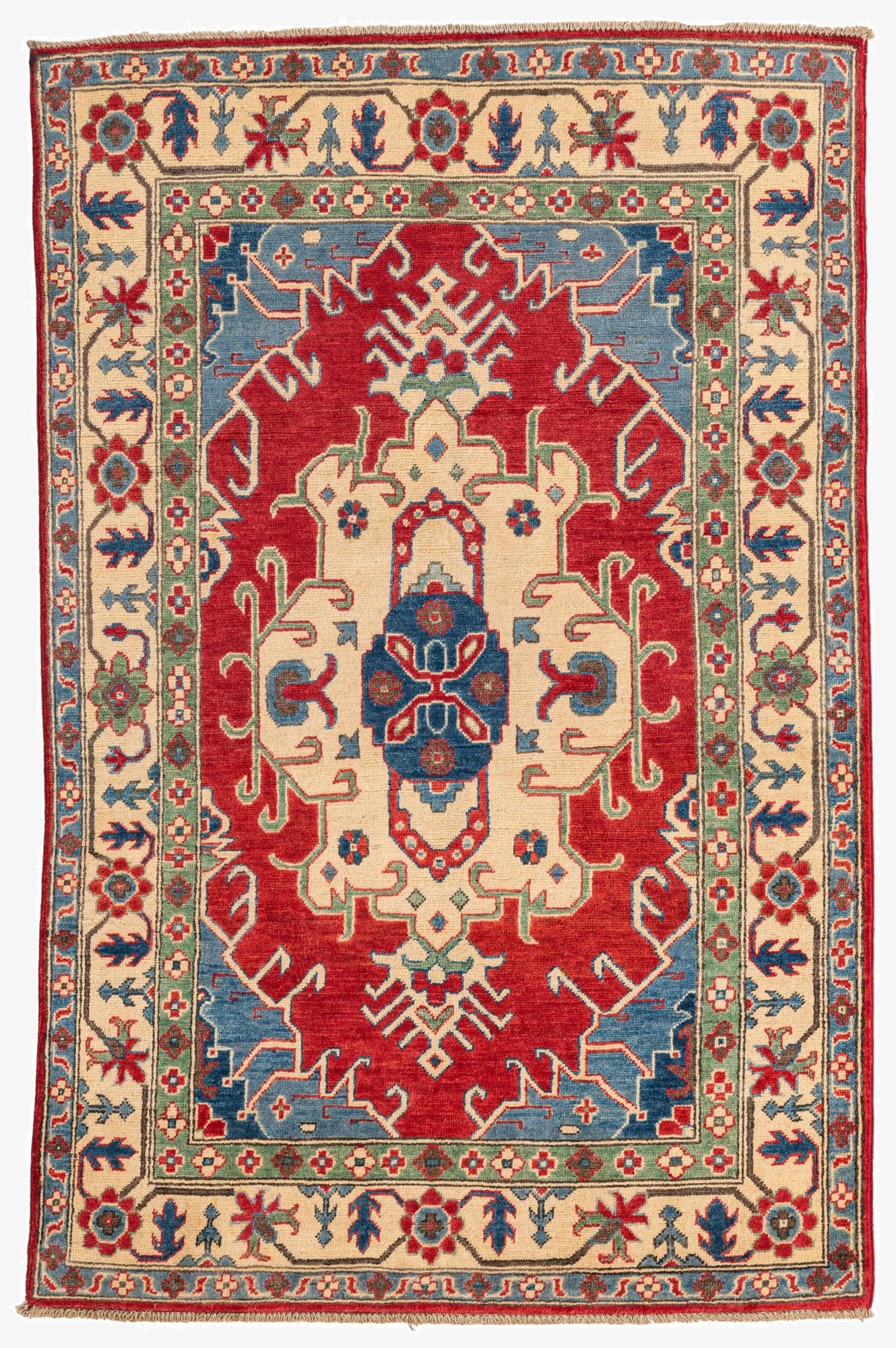 4' x 6' 1  Hand Knotted Kazak Rug