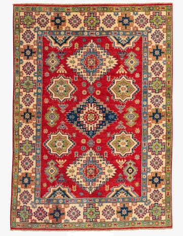 5' 8 x 8' Hand Knotted Kazak Rug