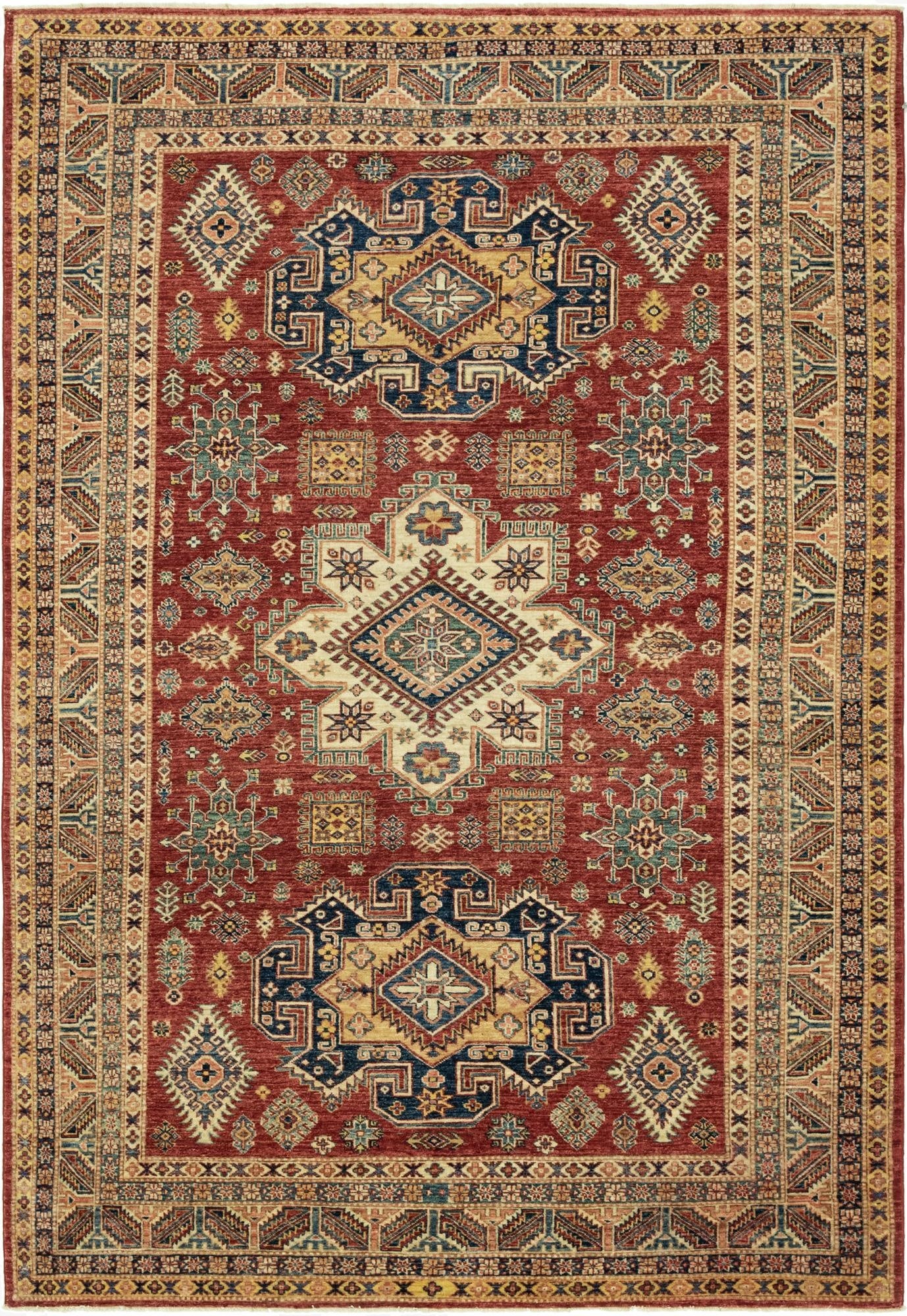 6' 3 x 9' 6  Hand Knotted Kazak Rug