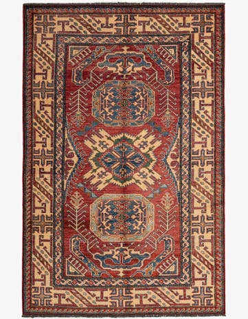 4' 9 x 7' 2 Hand Knotted Kazak Wool Rug