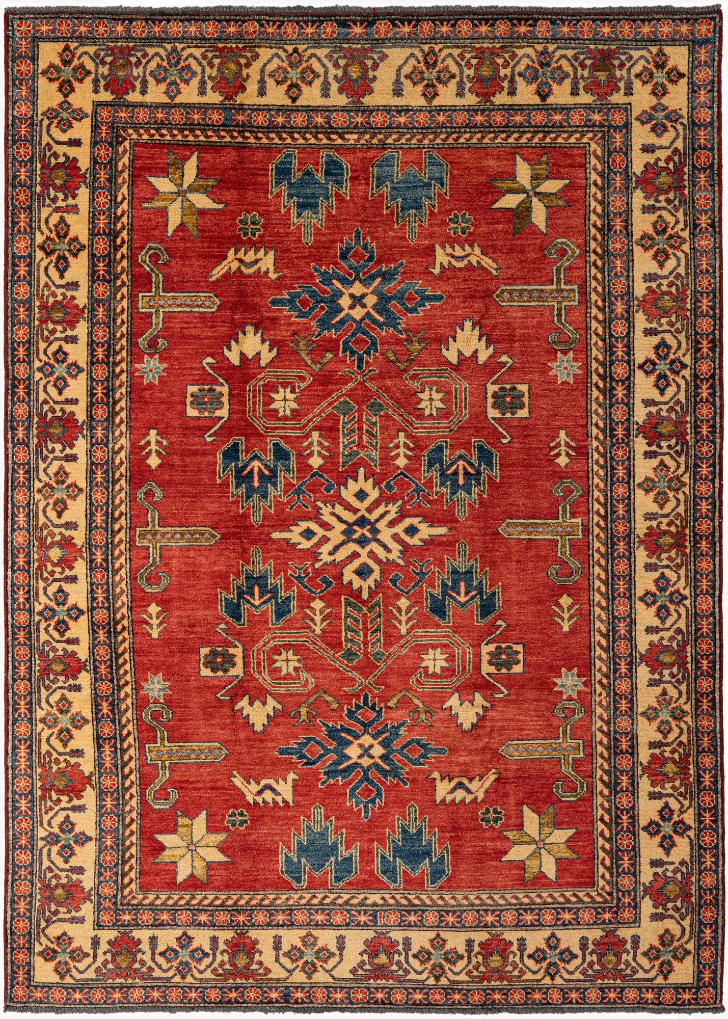 6' 1 x 8' 5  Hand Knotted Kazak Wool Rug