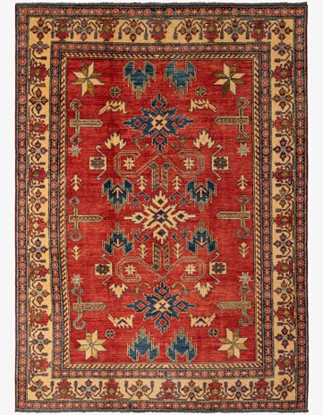 6' 1 x 8' 5 Hand Knotted Kazak Wool Rug